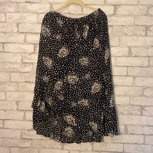 Black floral wrap skirt